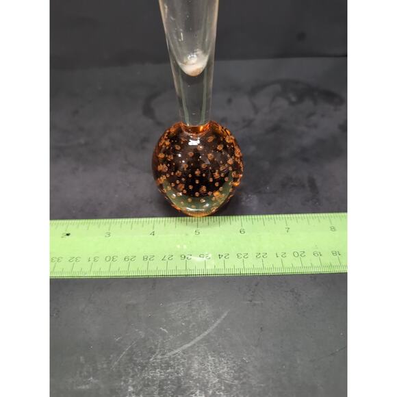 Peach Amber Bullicante Vase, Art Glass Bud Vase, 10", Controlled Bubbles Base‎ - Picture 9 of 9